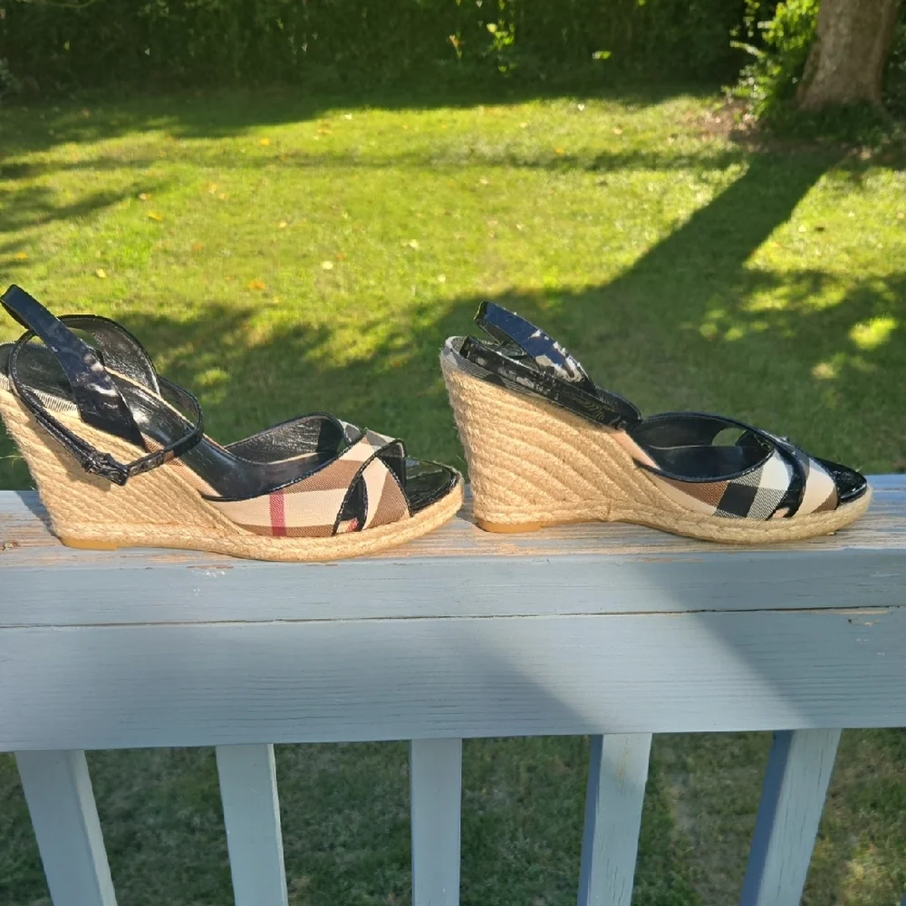 Burberry Black Nova Criss-Cross Espadrille Wedge